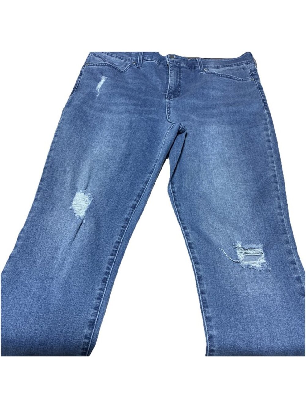 Seven7 Womens 16 Distressed Skinny Jeans Blue Denim Mid Rise Stretch All-In-One